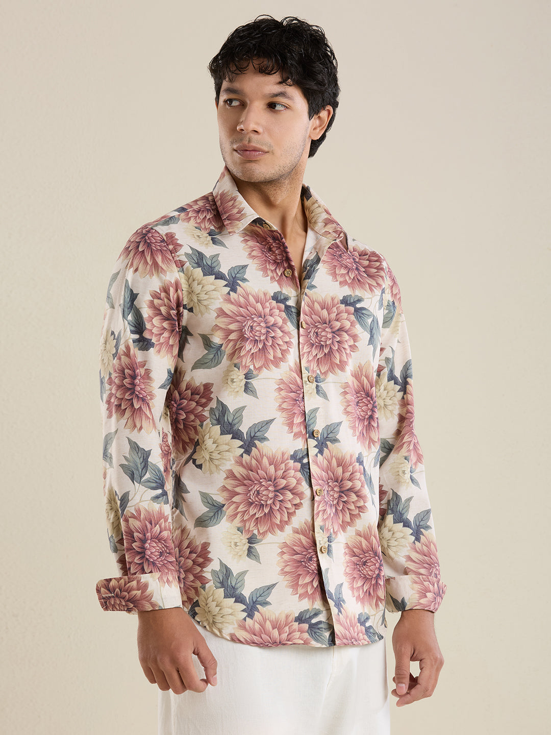 Men's Slim Fit Floral Linen Shirt | Mark & Albert