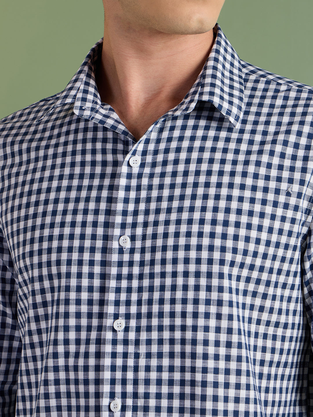 Men's Slim Fit Blue Checks 100% Cotton Casual Shirt | Mark & Albert