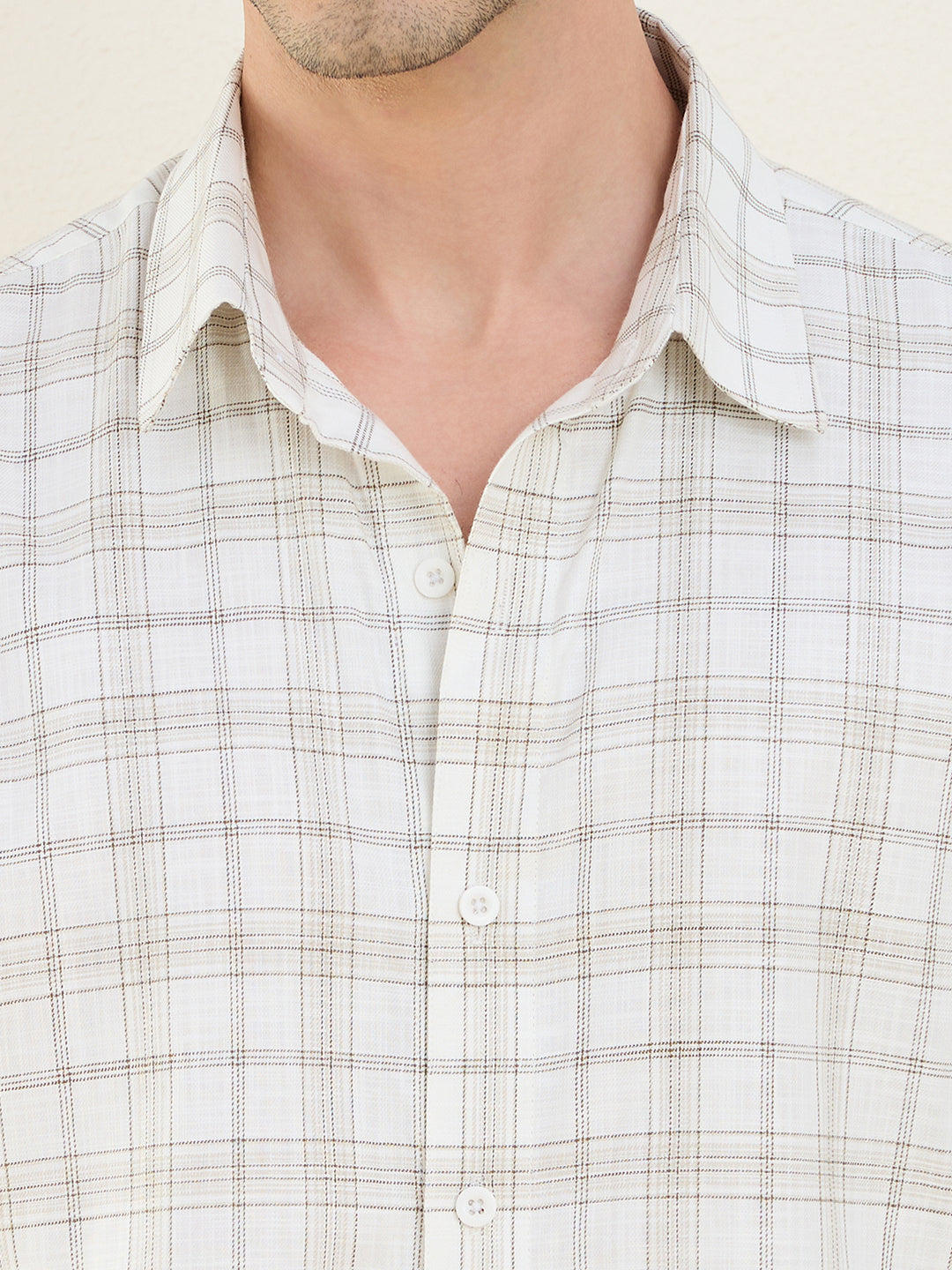Men’s 100% Cotton White Check Slim Fit Shirt | MARK & ALBERT