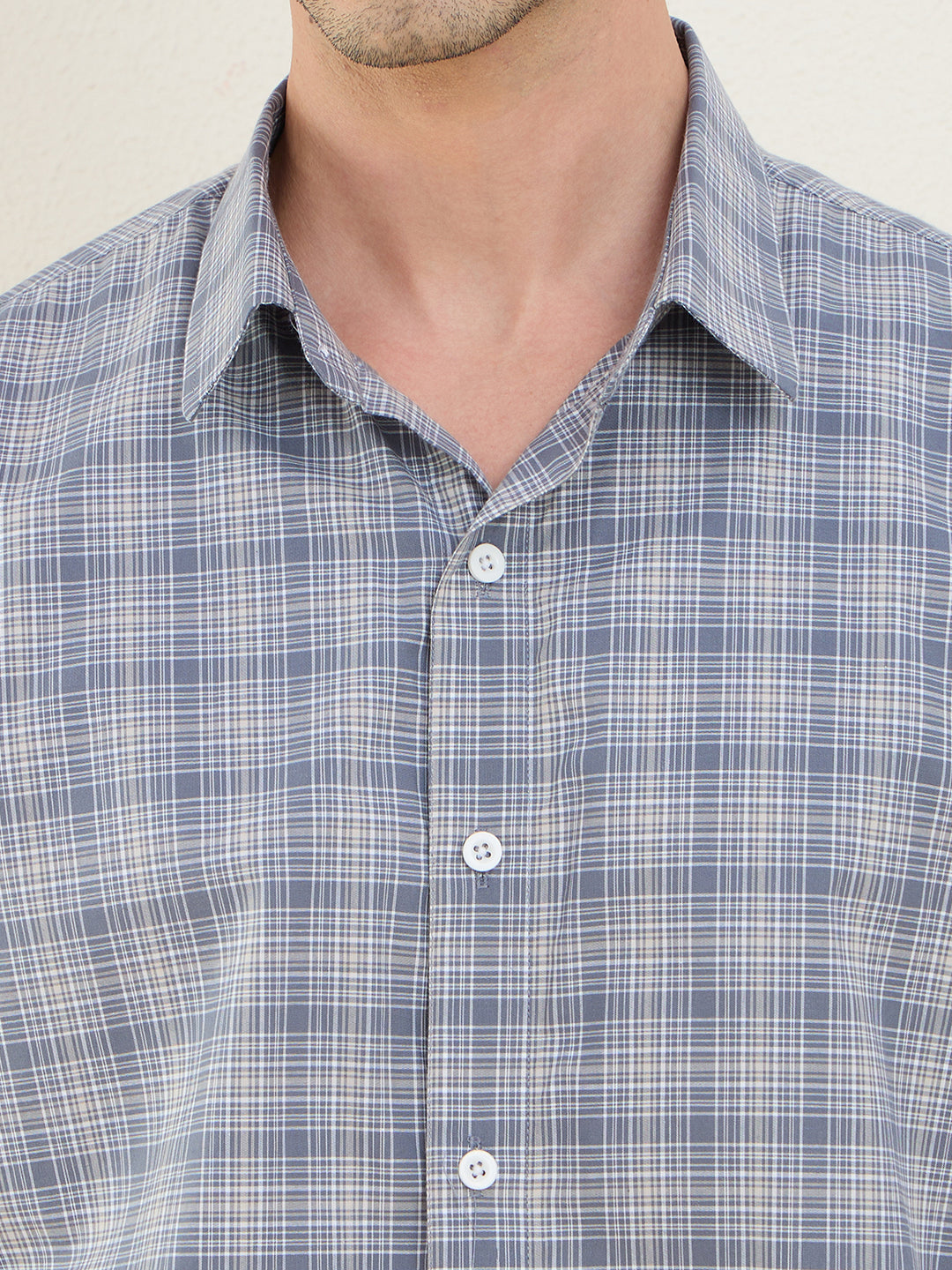Men’s Grey Plaid Check Shirt 100% Cotton Slim Fit Casual Shirt | MARK & ALBERT