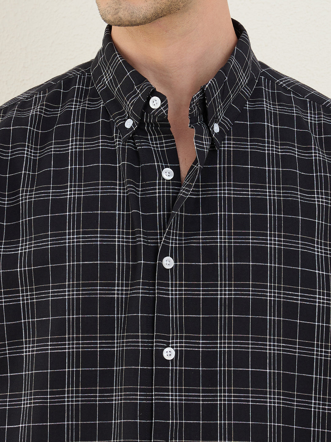 Men’s 100% Cotton Black Check Regular Fit Shirt | MARK & ALBERT