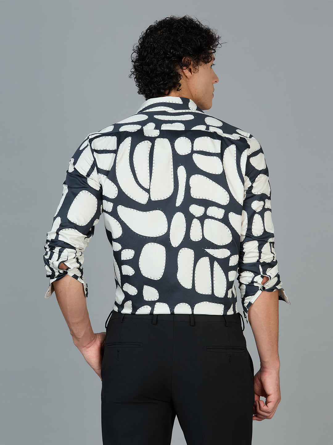Men's Slim Fit White 100% Cotton Printed Shirt | Mark & Albert