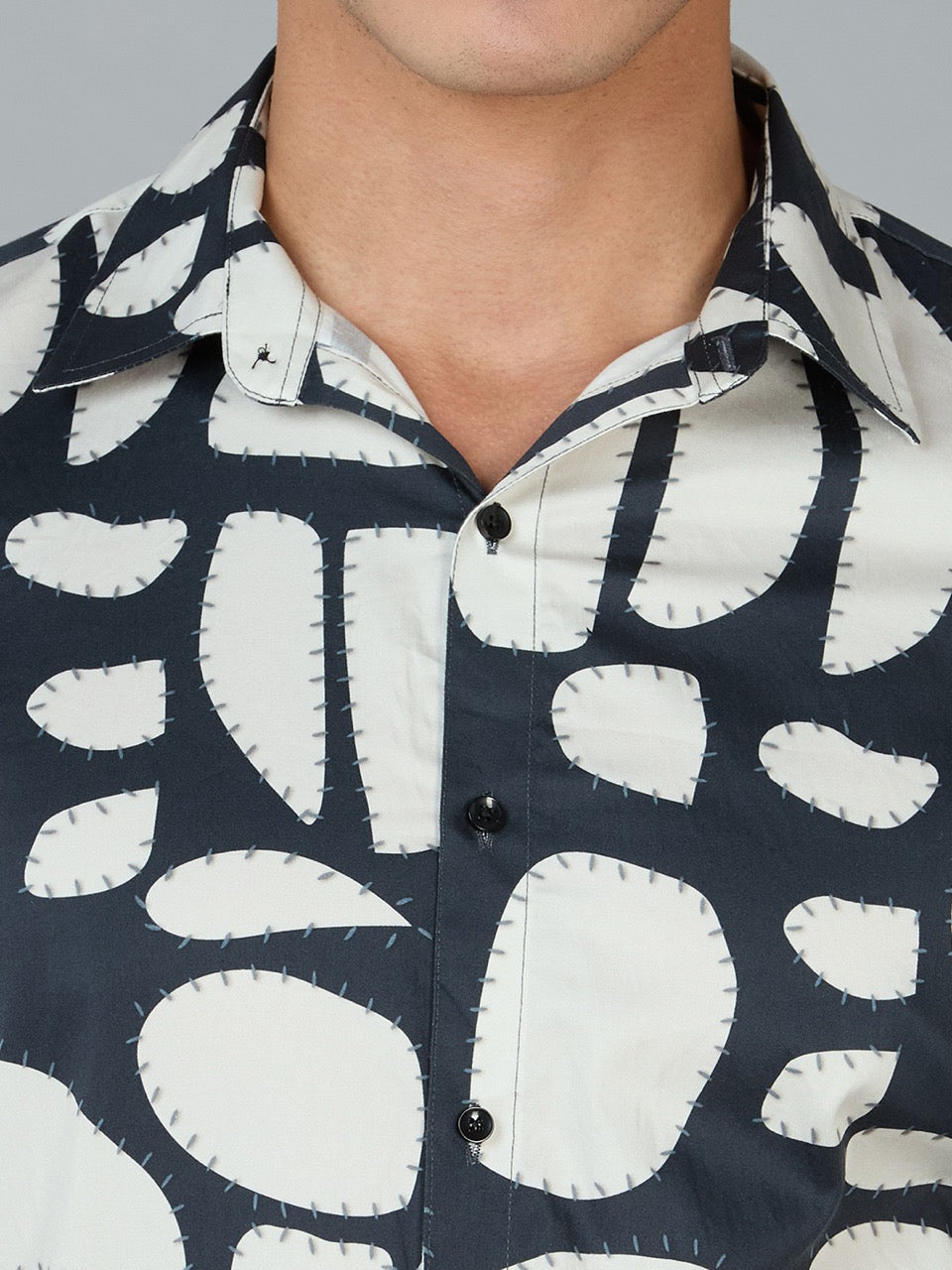 Men's Slim Fit White 100% Cotton Printed Shirt | Mark & Albert