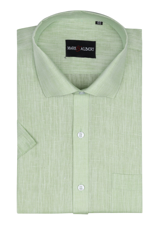 Core Cotton linen Green Half Sleeve Shirt