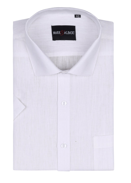 White Half Sleeve Linen Shirt