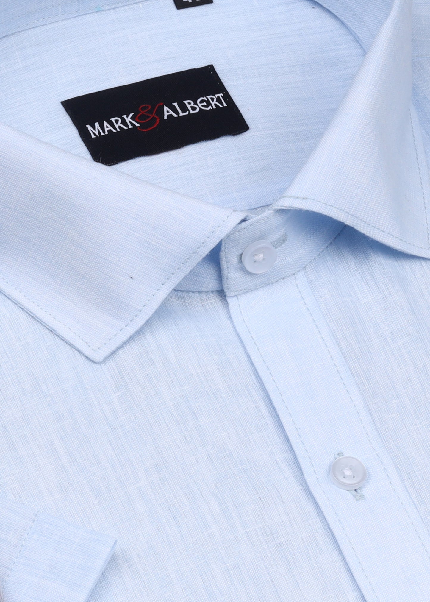 Core Cotton Linen Blue Half Sleeve Shirt