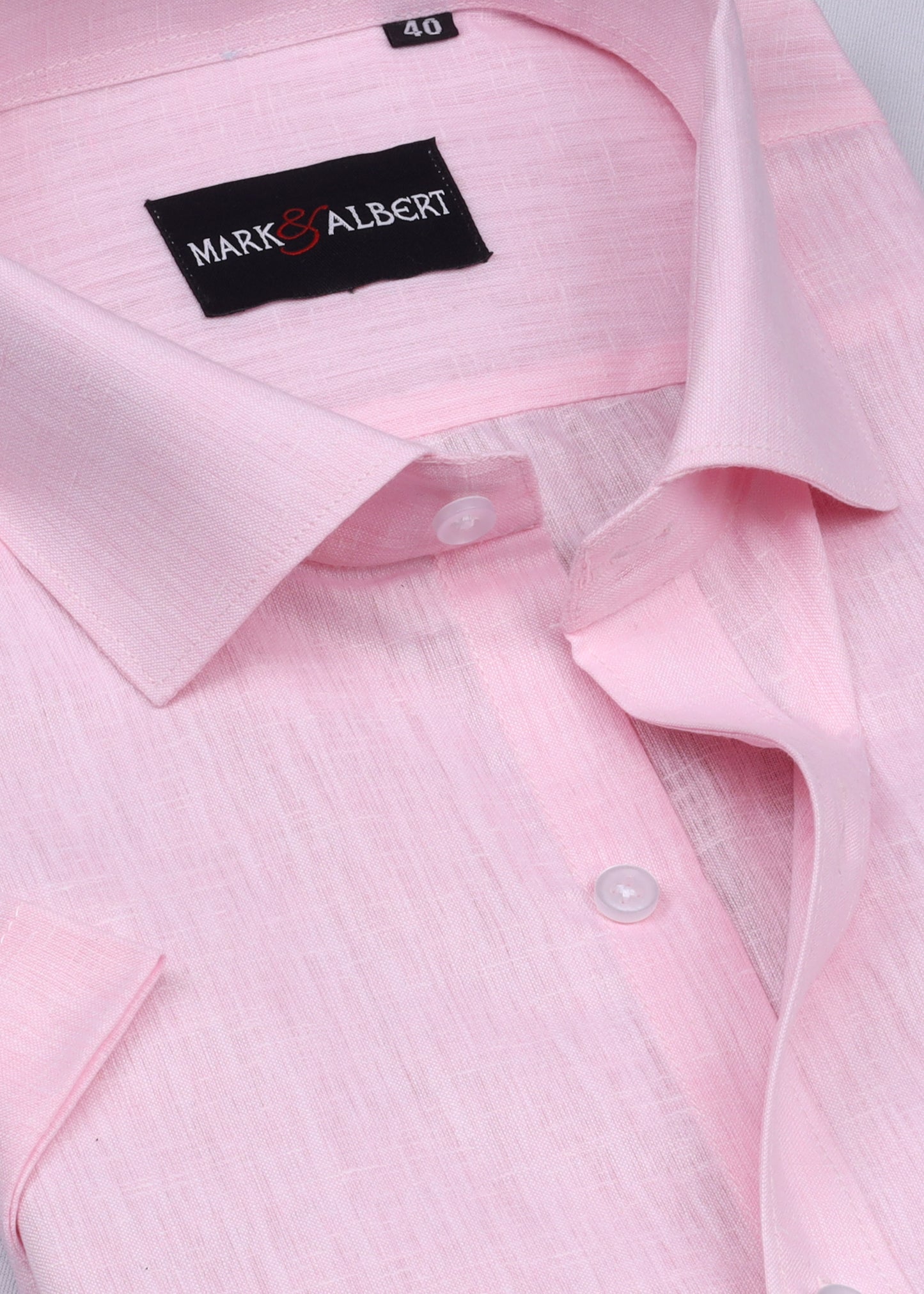 Pink Half Sleeve Linen Shirt