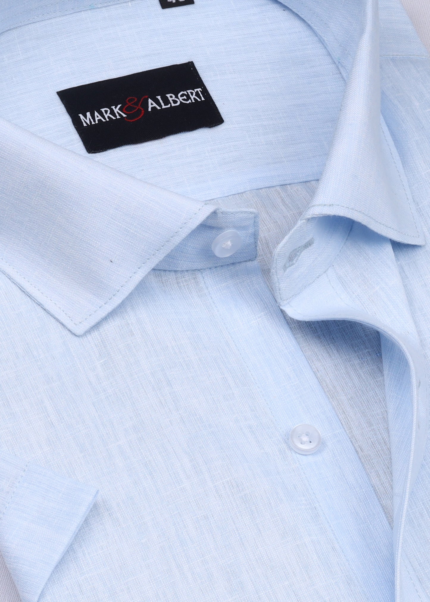 Core Cotton Linen Blue Half Sleeve Shirt