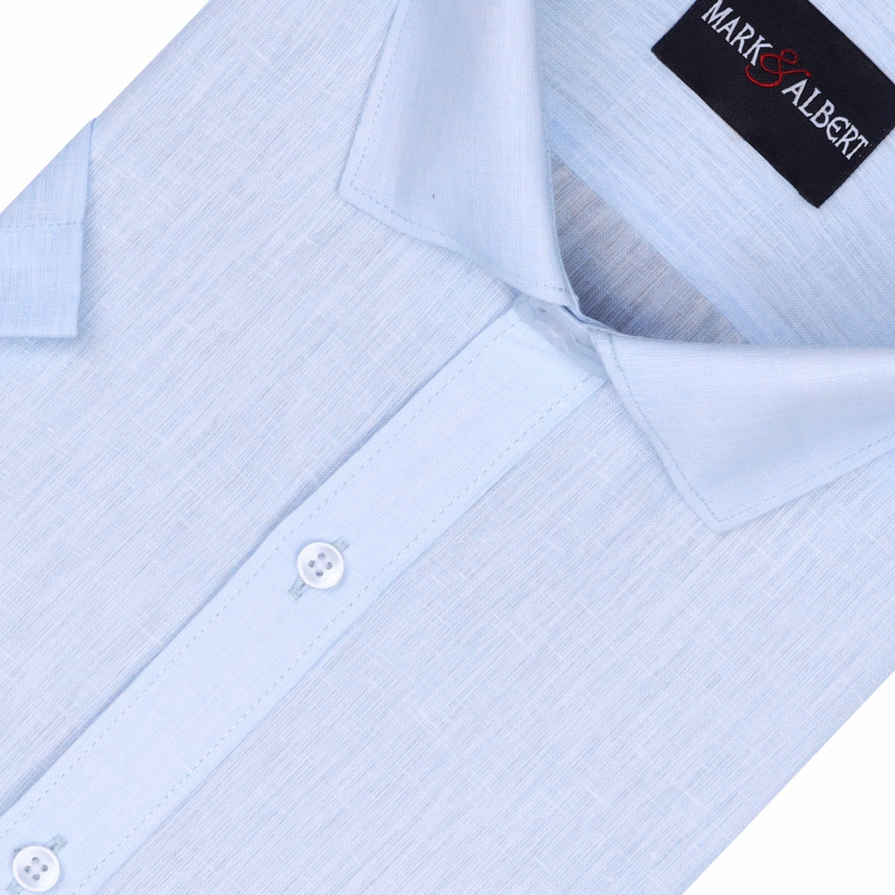 Core Cotton Linen Blue Half Sleeve Shirt