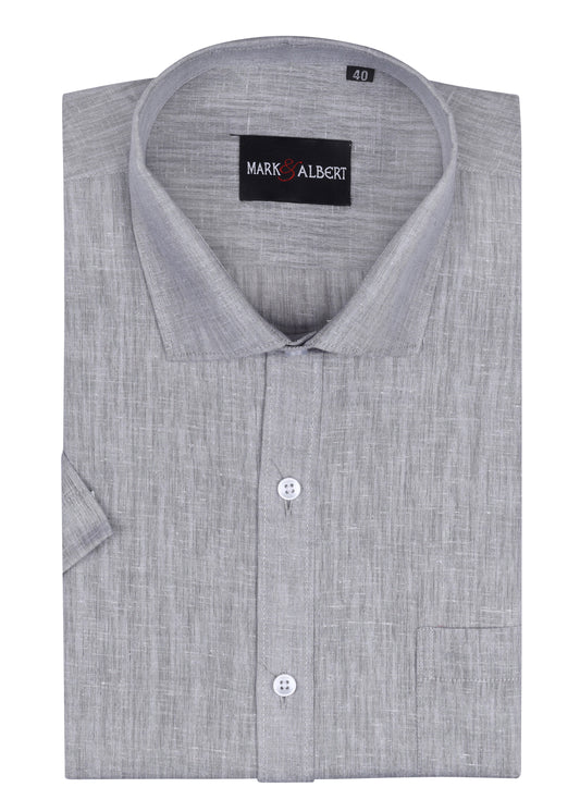 Core Cotton linen Grey Half Sleeve Shirt