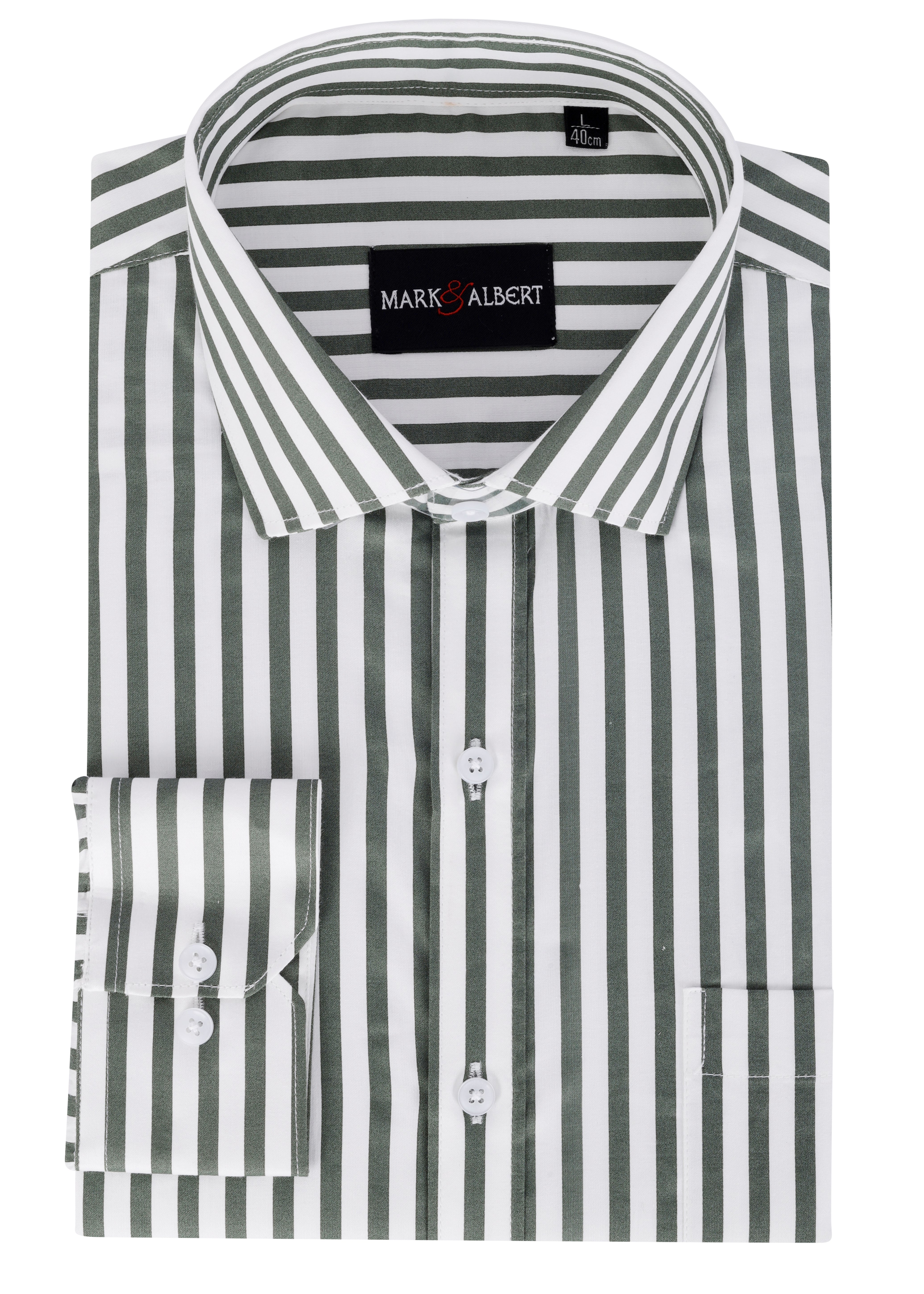 Men's 100% Cotton Green Striped Shirt