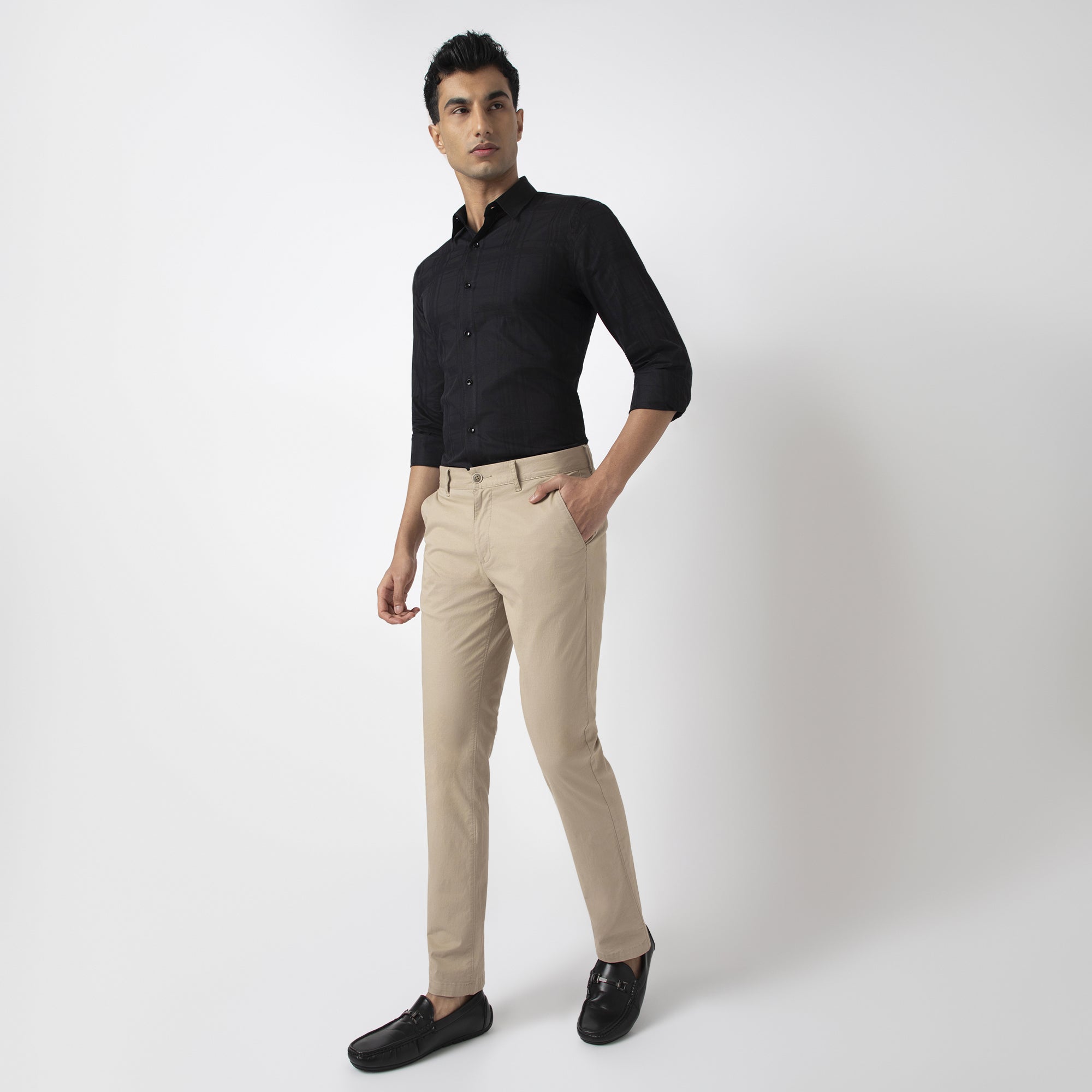 Self-Checkered Semi-Formal Shirt