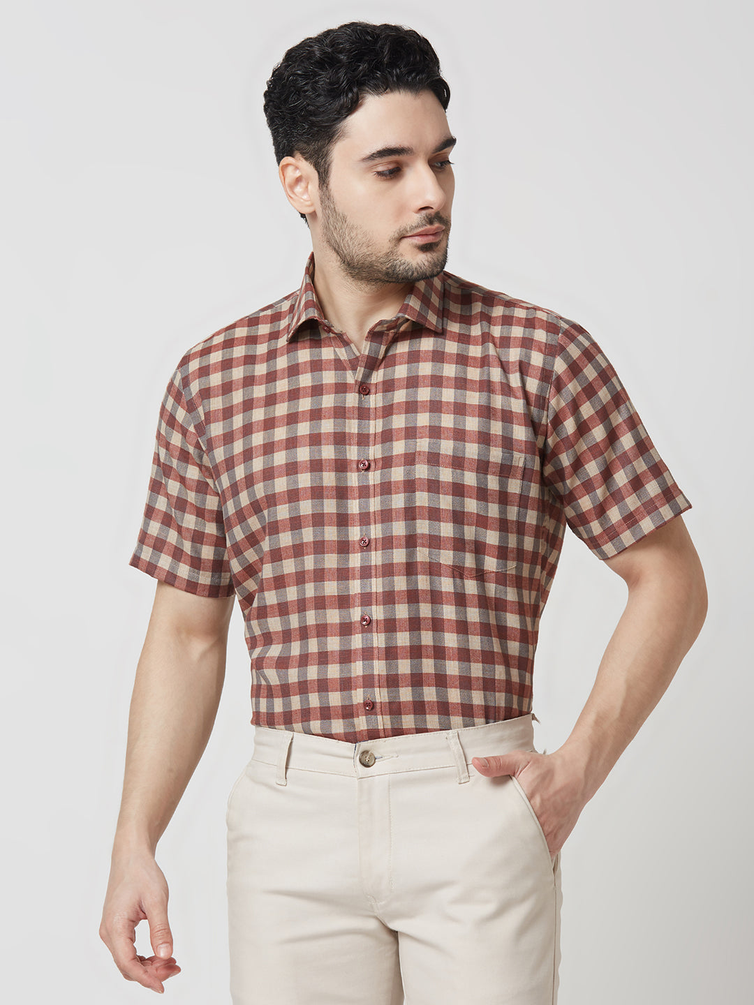 Half Sleeve Checks Shirt