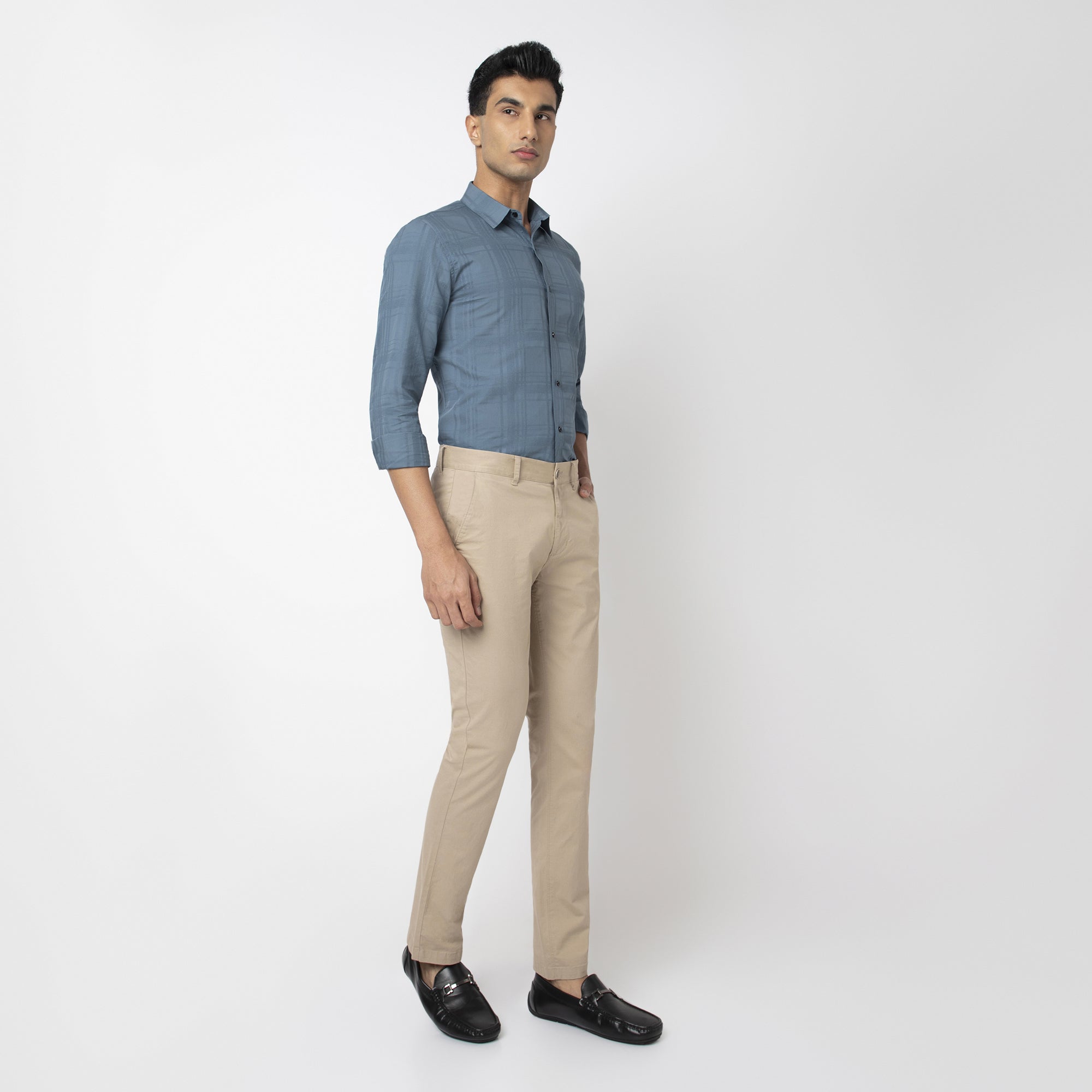 Self-Checkered Semi-Formal Shirt