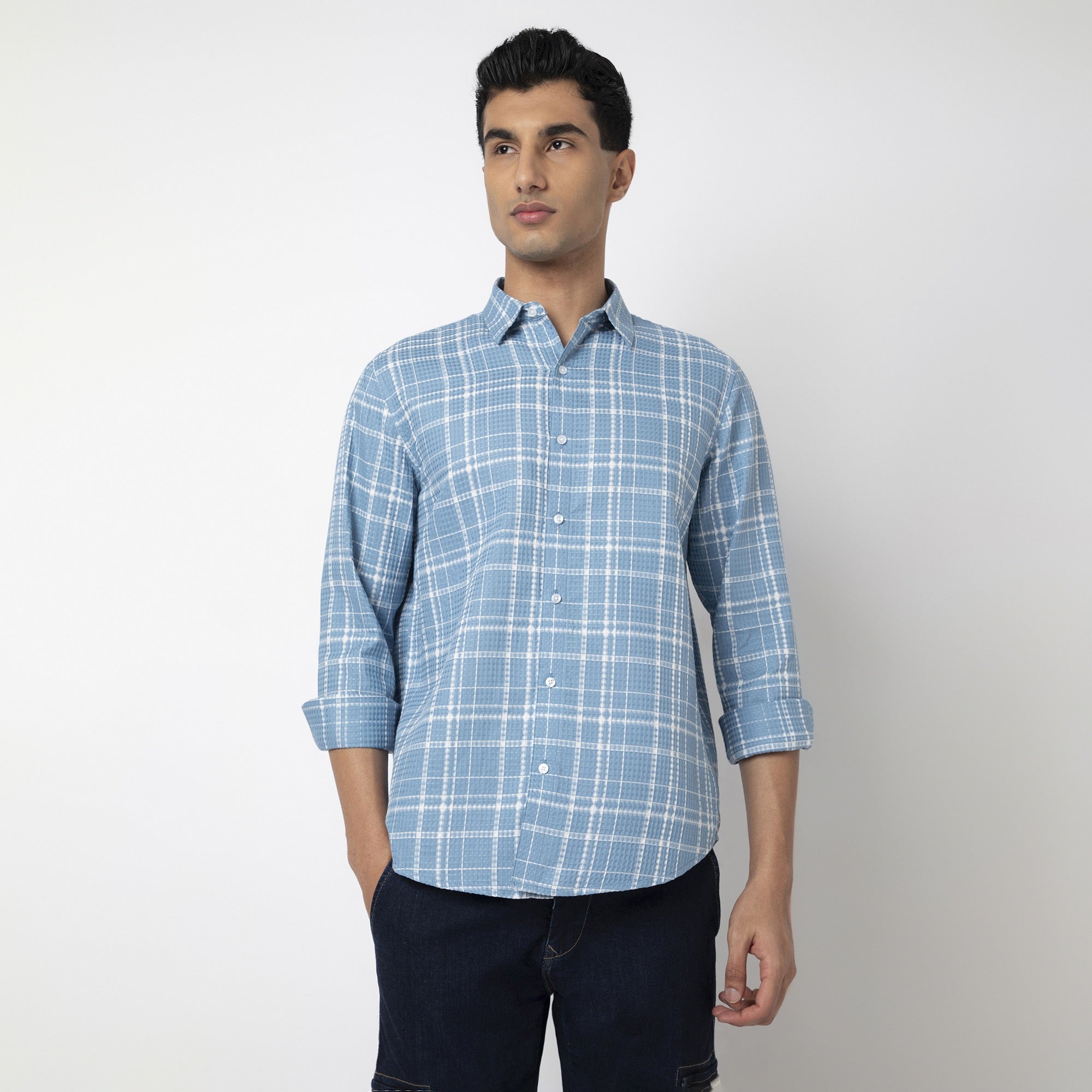 Waffle Dobby Checkered Shirt