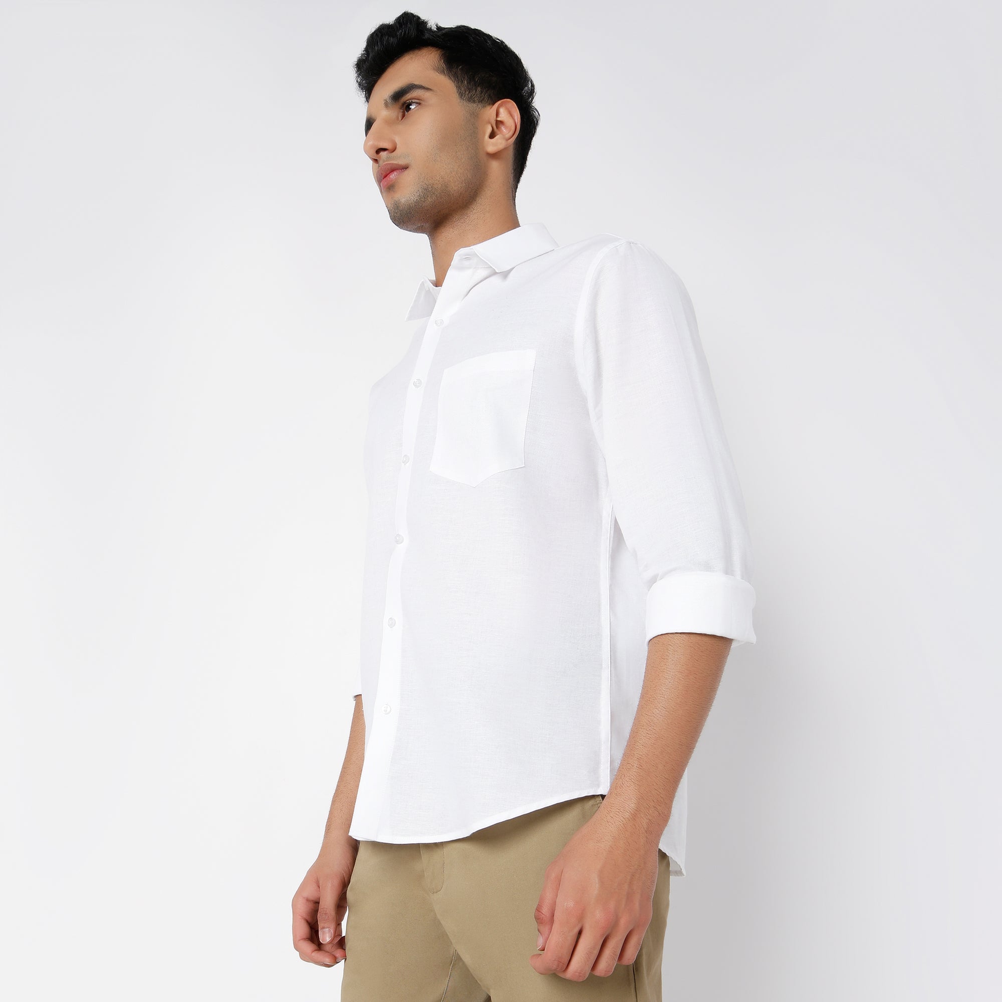 Men's White Linen Casual Shirt