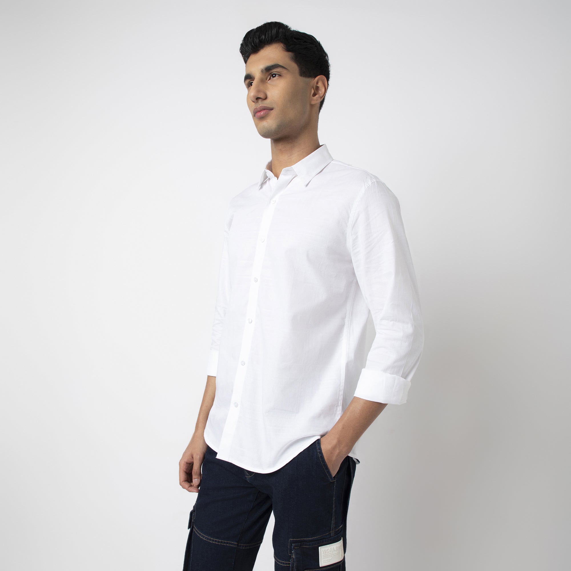 Self-Checkered Semi-Formal Shirt