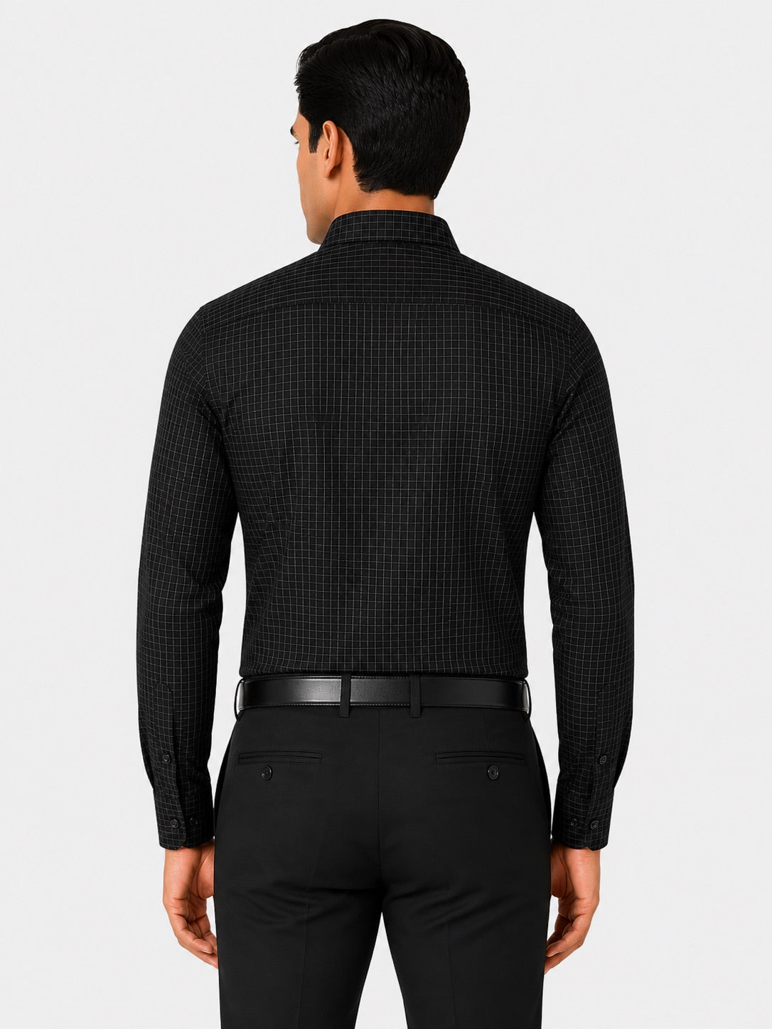 Men’s Black Gingham Check 100% Cotton Slim Fit Formal Shirt | MARK & ALBERT