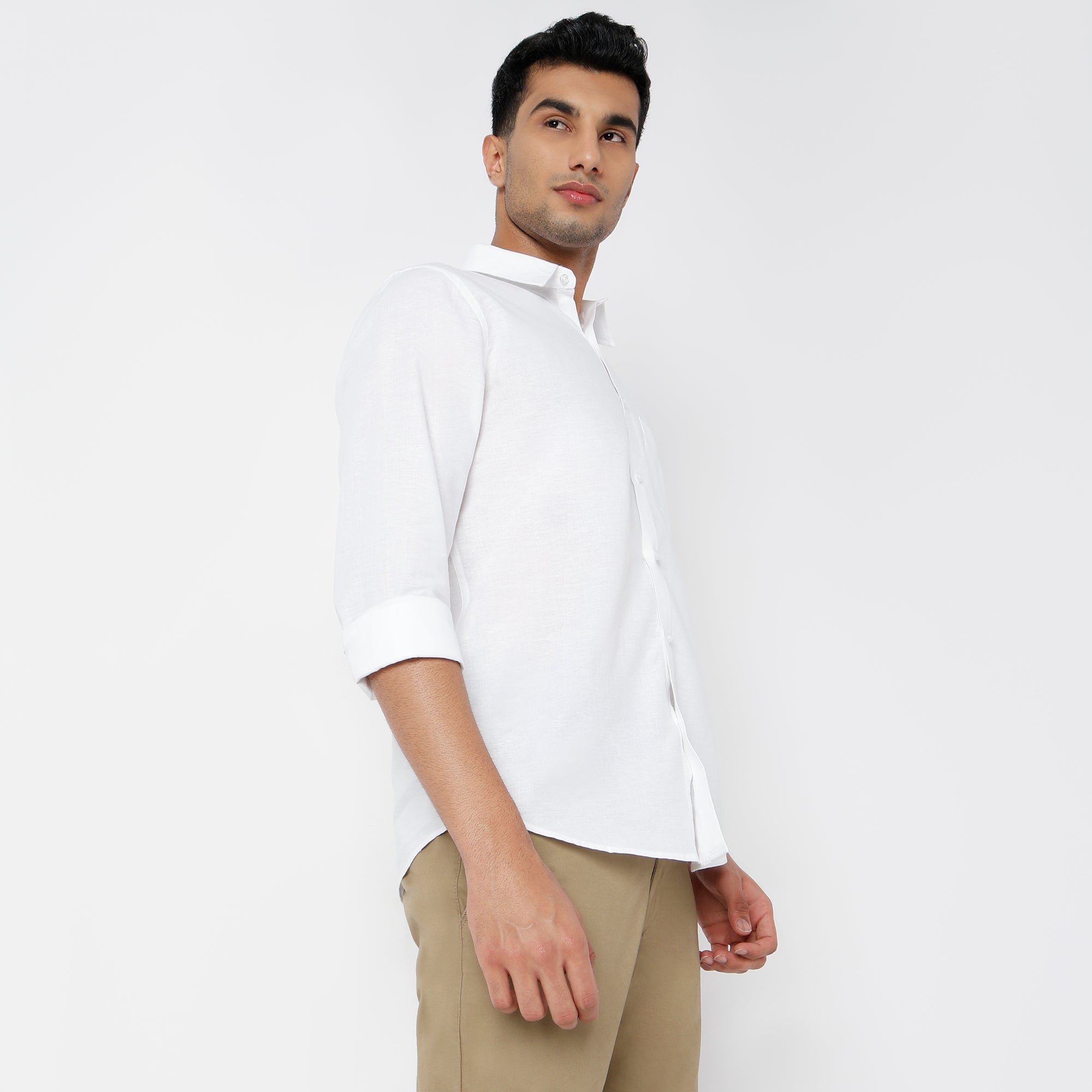 Men's White Linen Casual Shirt