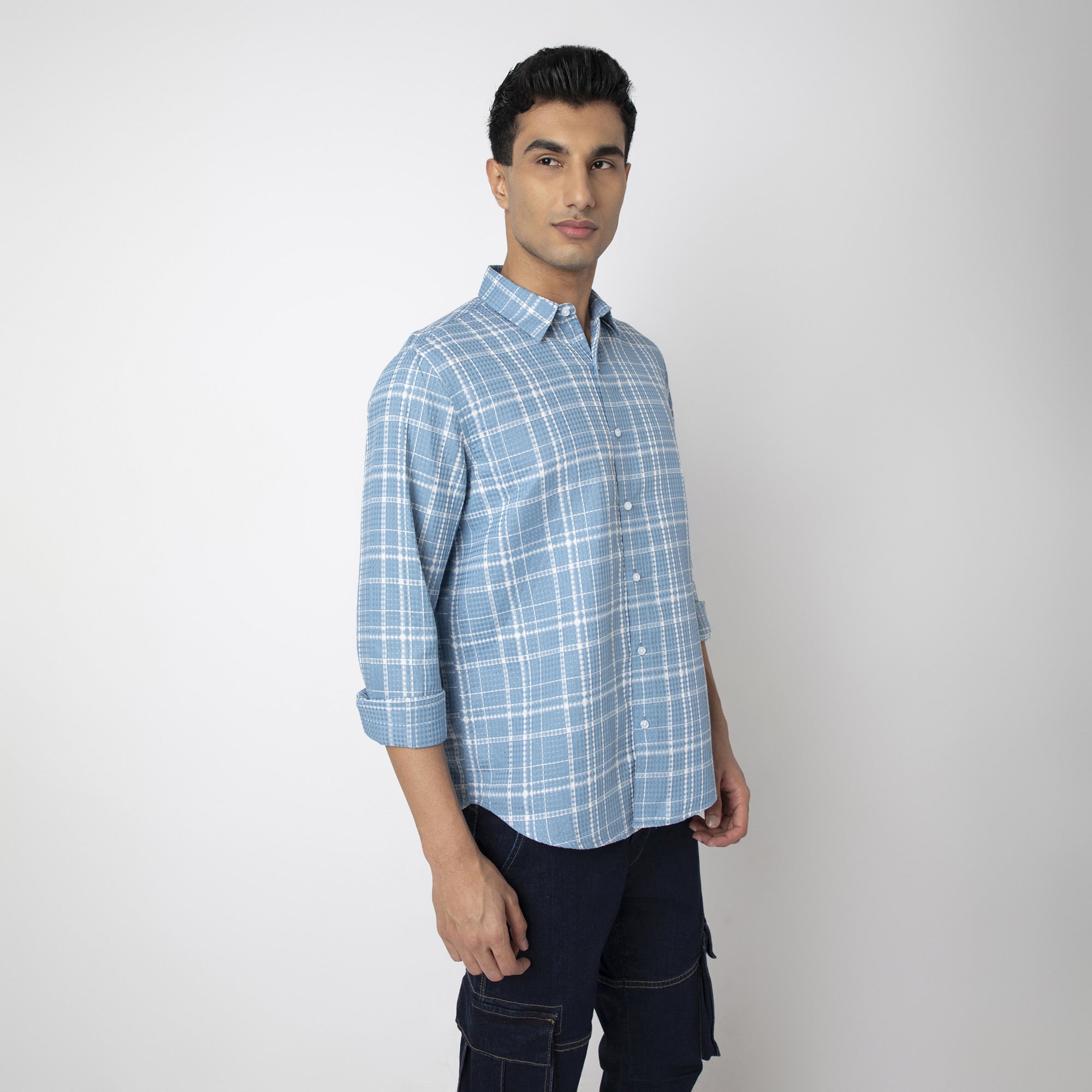 Waffle Dobby Checkered Shirt