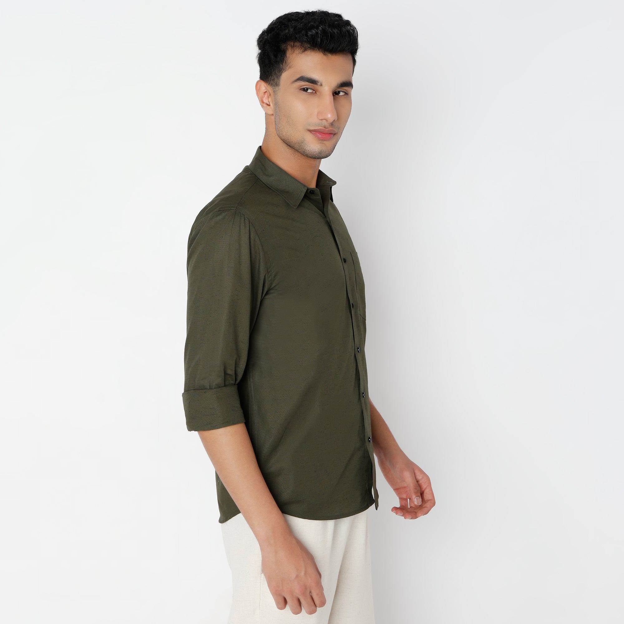 Men's Green Linen Casual Shirt