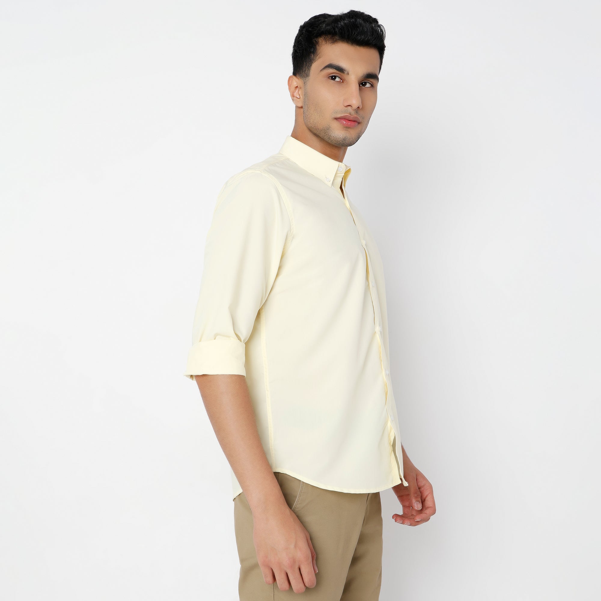 Men's Yellow Linen Casual Shirt