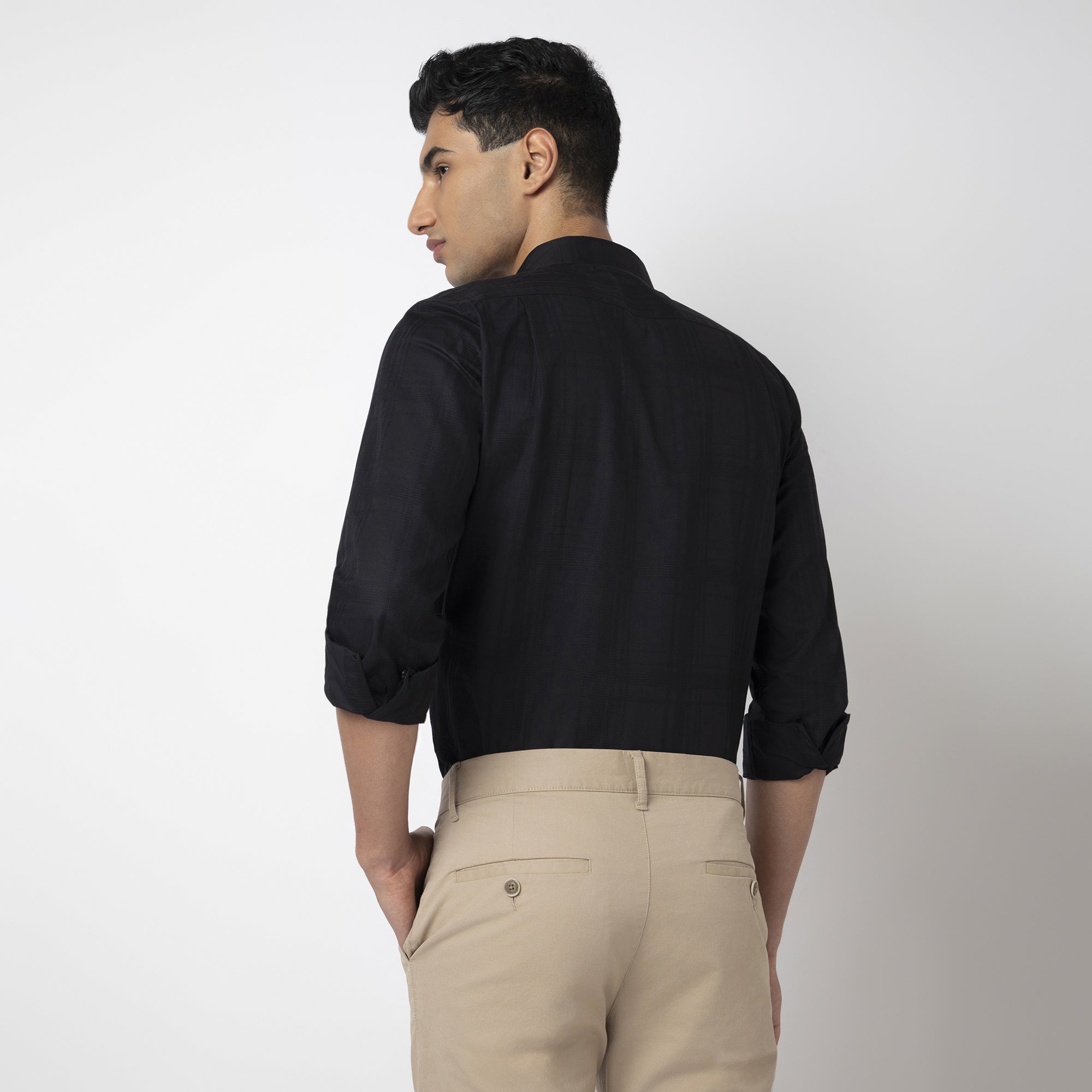 Self-Checkered Semi-Formal Shirt