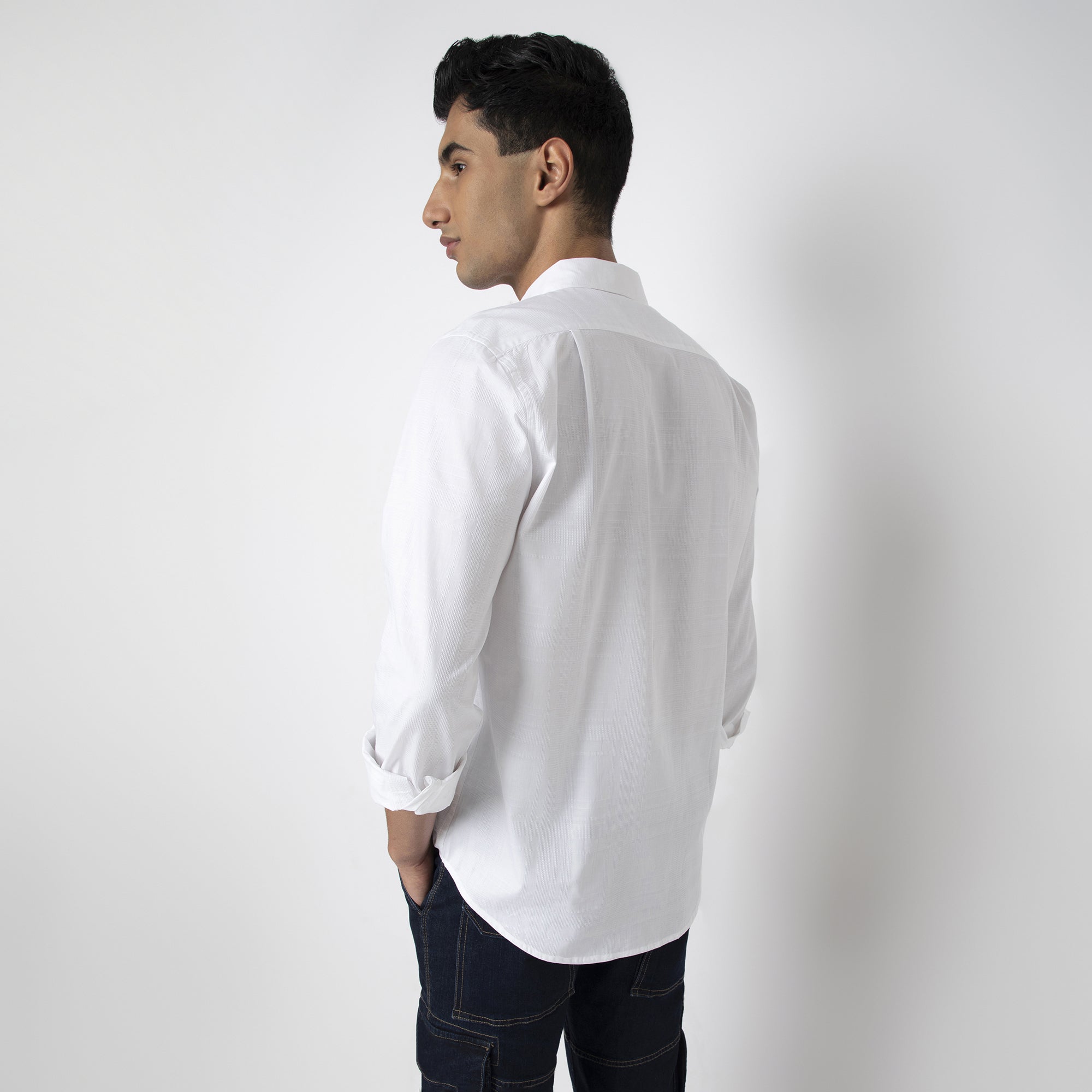 Self-Checkered Semi-Formal Shirt