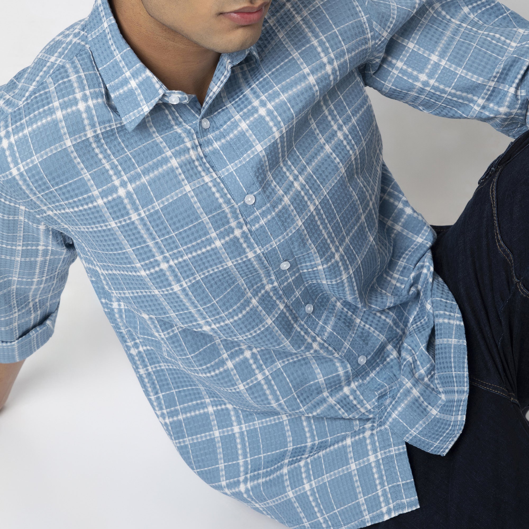 Waffle Dobby Checkered Shirt