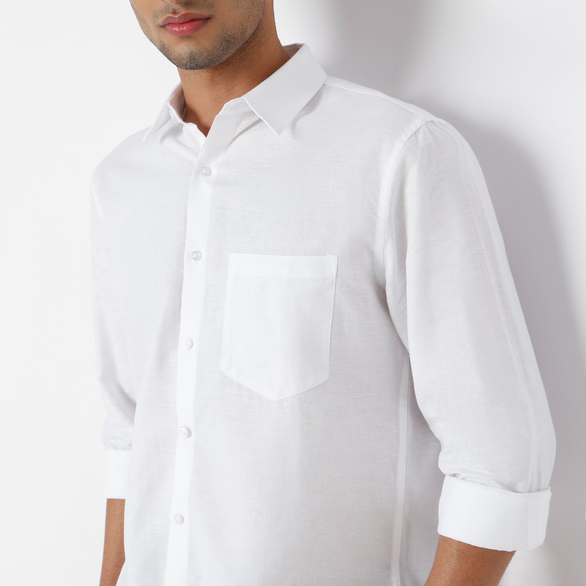 Men's White Linen Casual Shirt