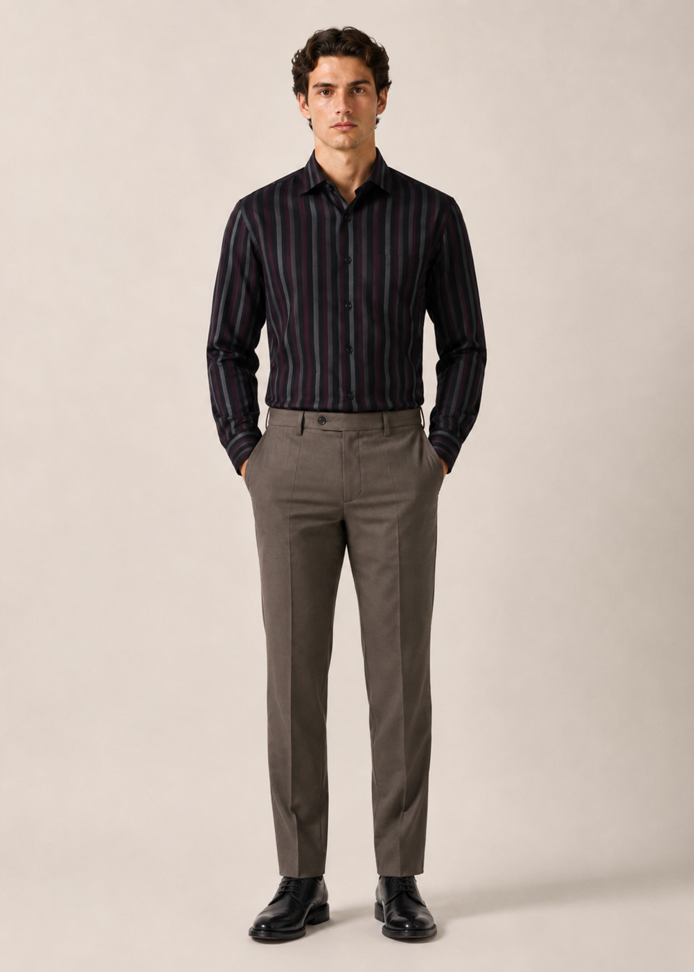Men's Luxury Giza Cotton Herringbone Slim Fit Formal Shirt | Mark & Albert