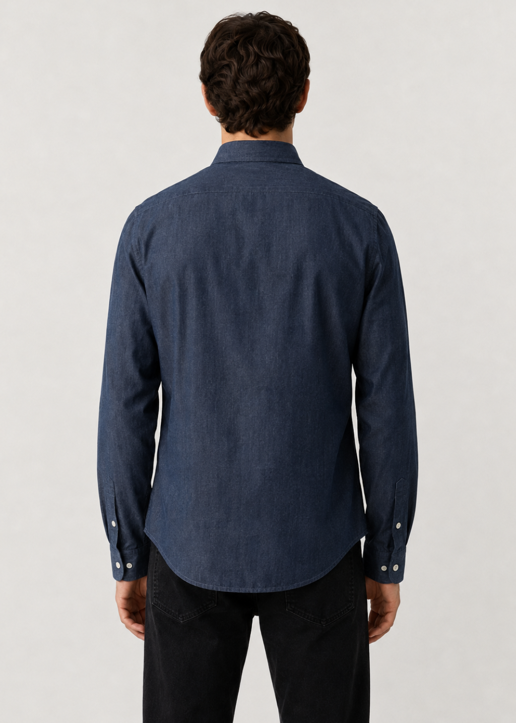 Dark Indigo Denim Cotton Slim Fit Casual Shirt