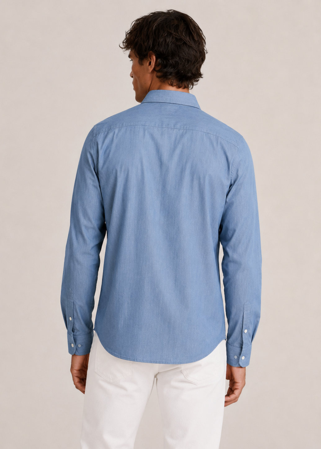 Men's Light Blue Denim 100% Cotton Slim Fit Casual Shirt | MARK & ALBERT