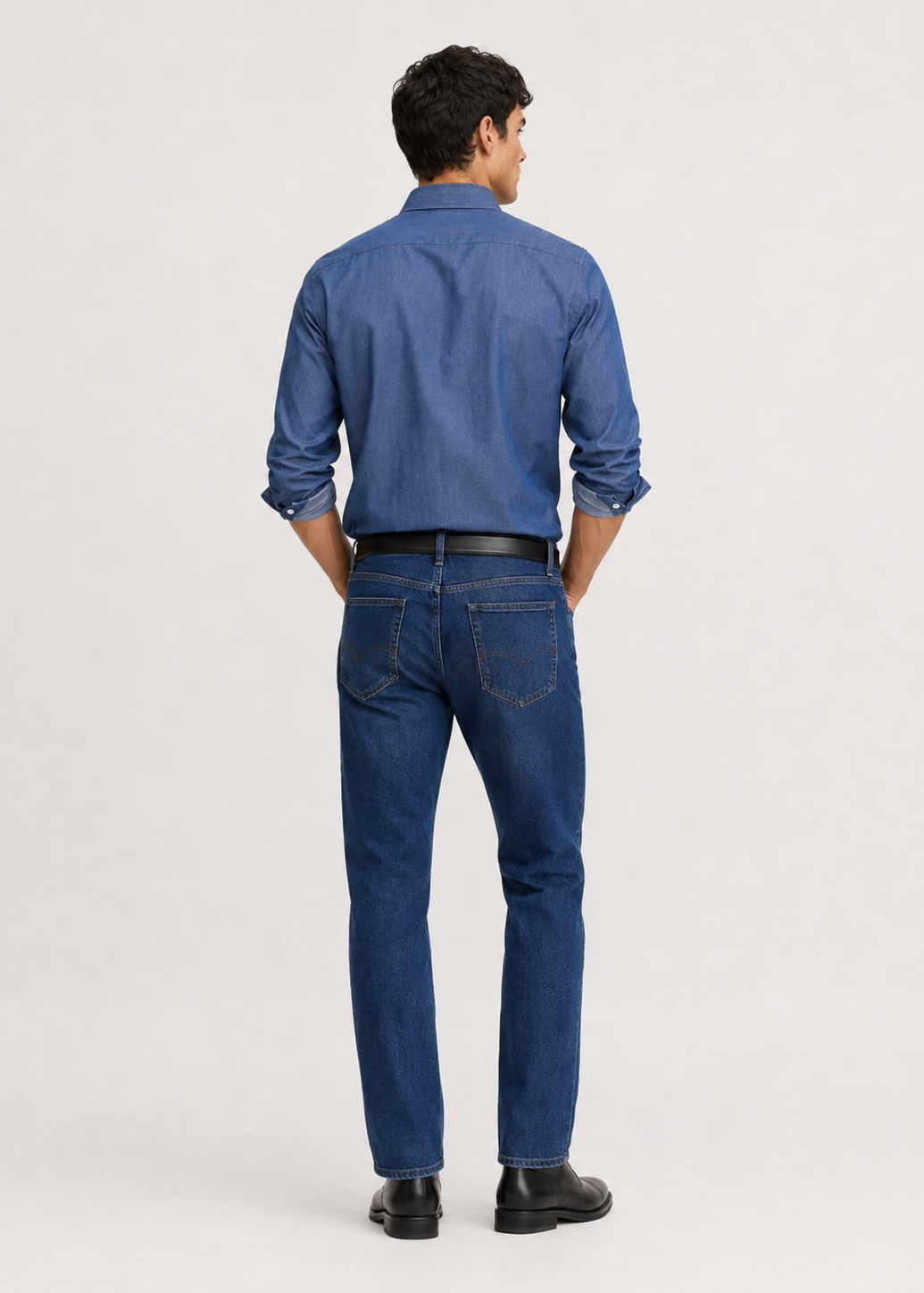 Men's Blue Denim 100% Cotton Slim Fit Casual Shirt | MARK & ALBERT