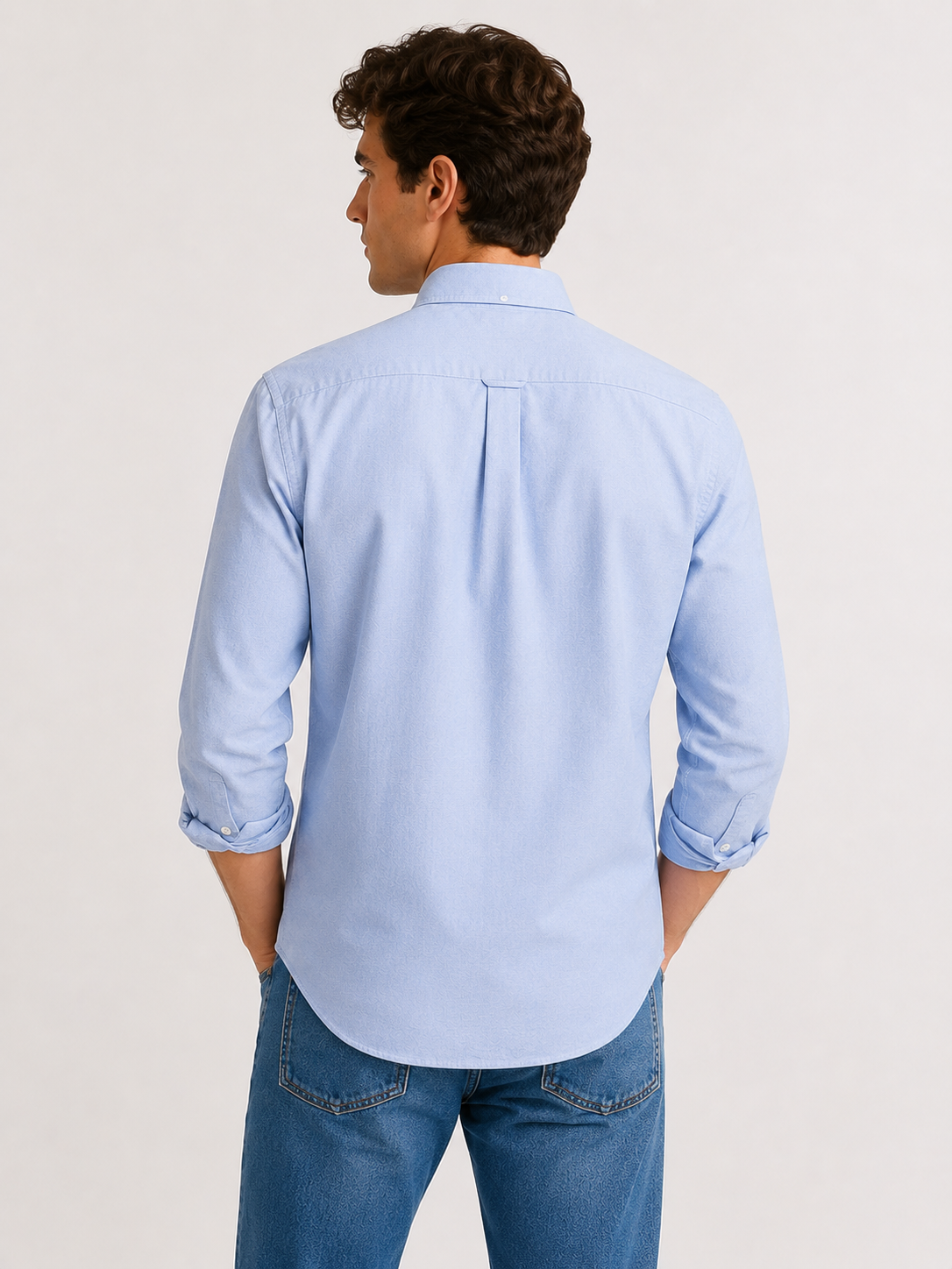 Men's Blue 100% Cotton Oxford Slim Fit Button-Down Shirt | MARK & ALBERT
