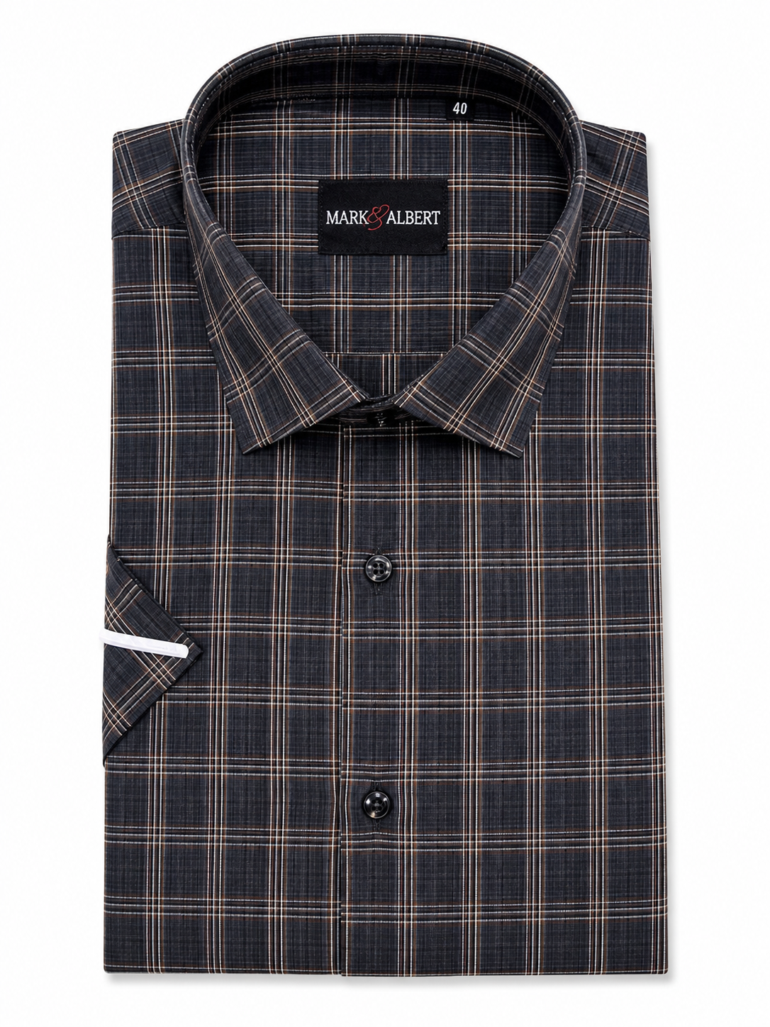 Men's Black Checks Cotton Regular Fit Half Sleeve Formal Shirt |MARK & ALBERT