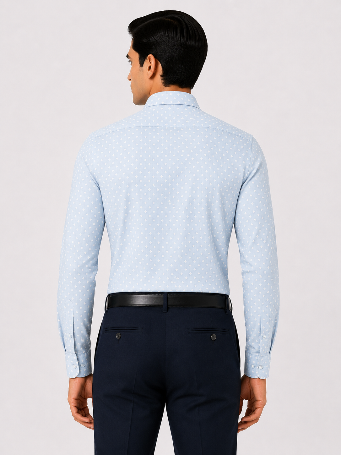 Men’s Light Blue Printed 100% Cotton Slim Fit Formal Shirt | MARK & ALBERT