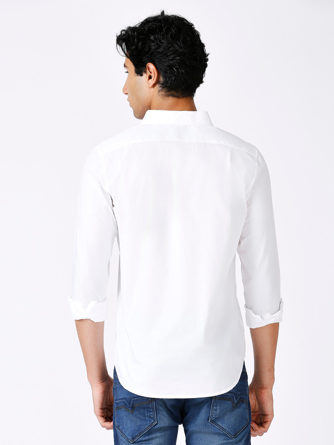 Solid Slim Fit White Casual Shirt