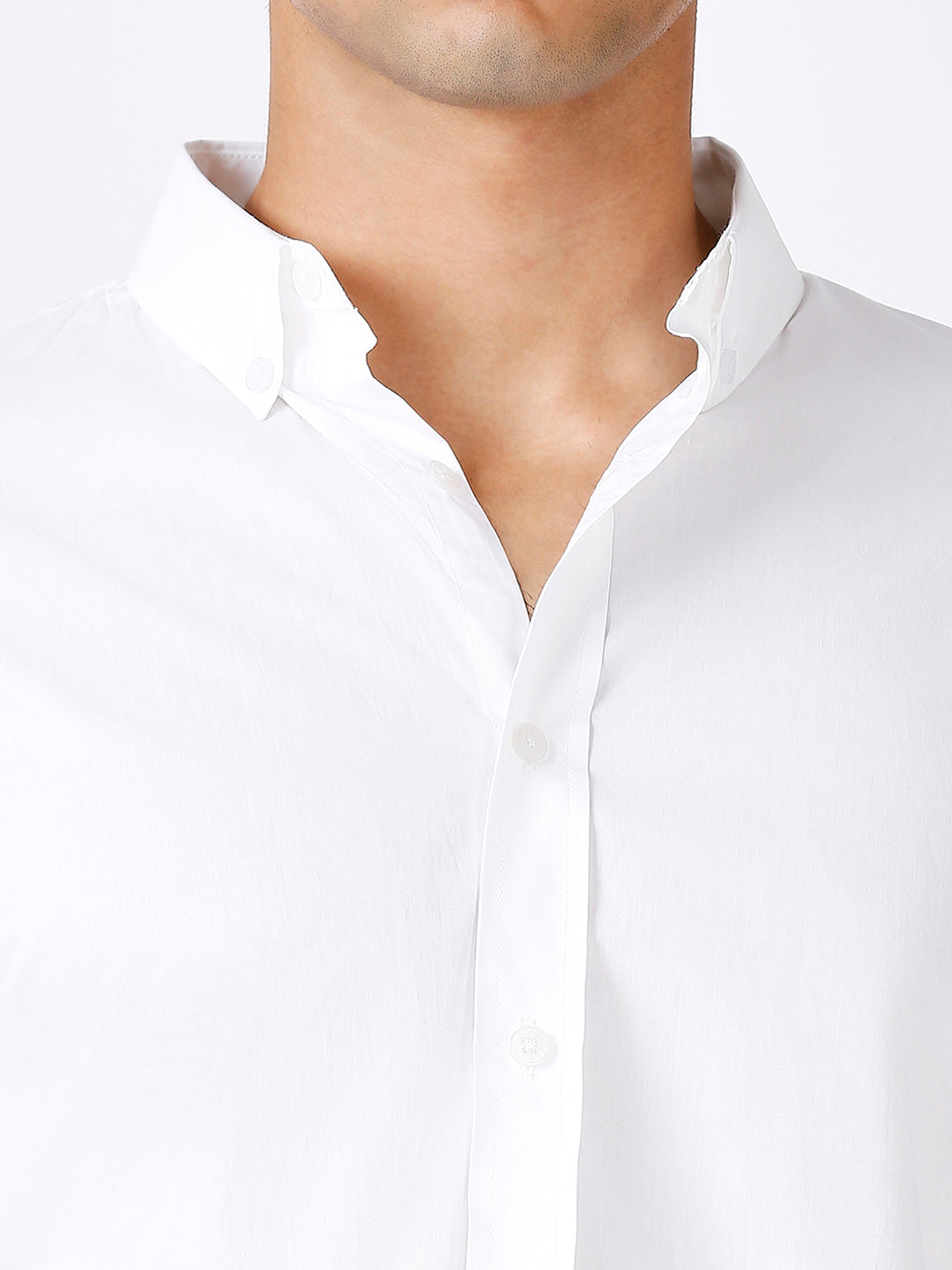 Solid Slim Fit White Casual Shirt