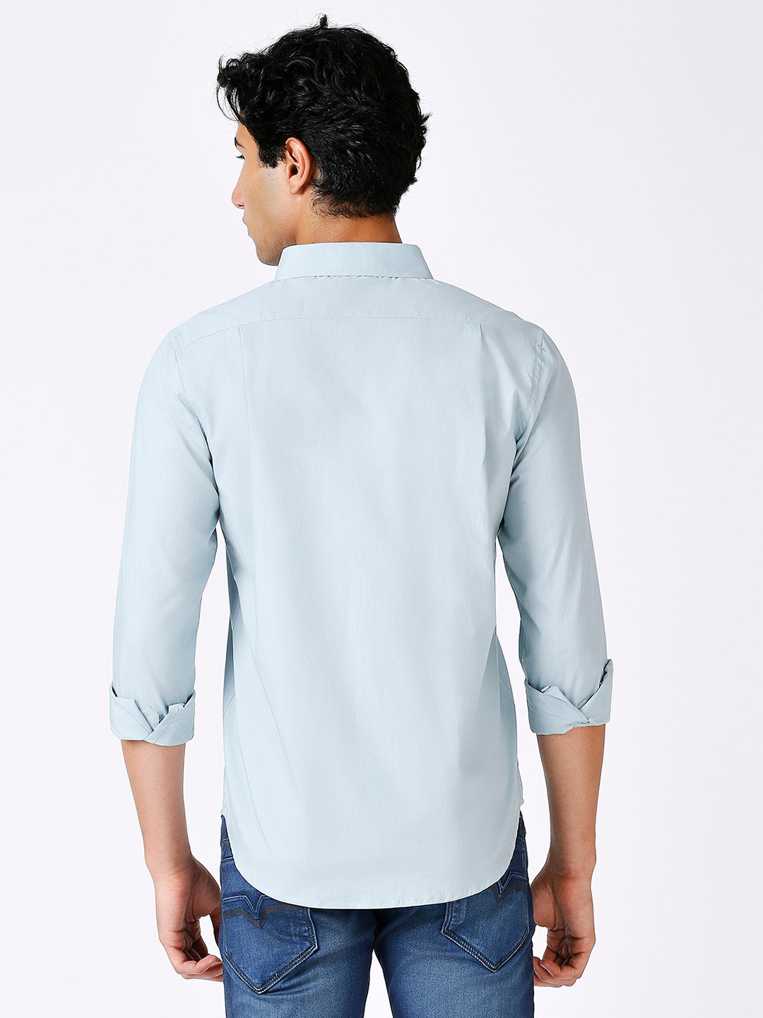 Solid Slim Fit Sea Green Casual Shirt