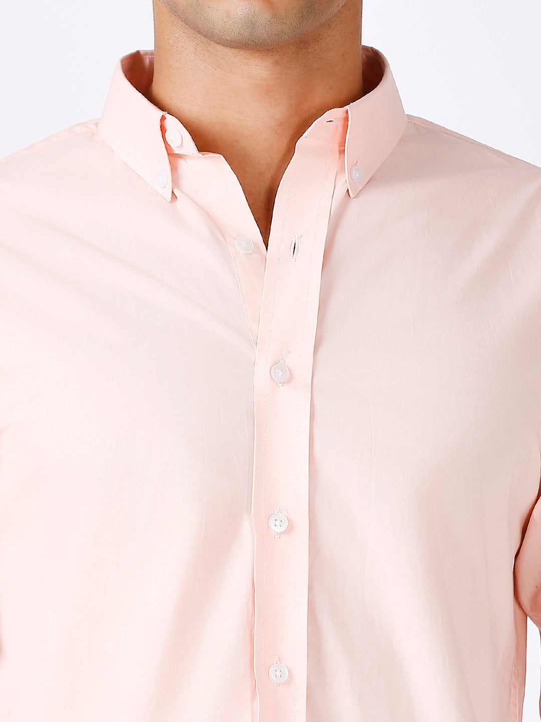 Solid Slim Fit Pink Casual Shirt