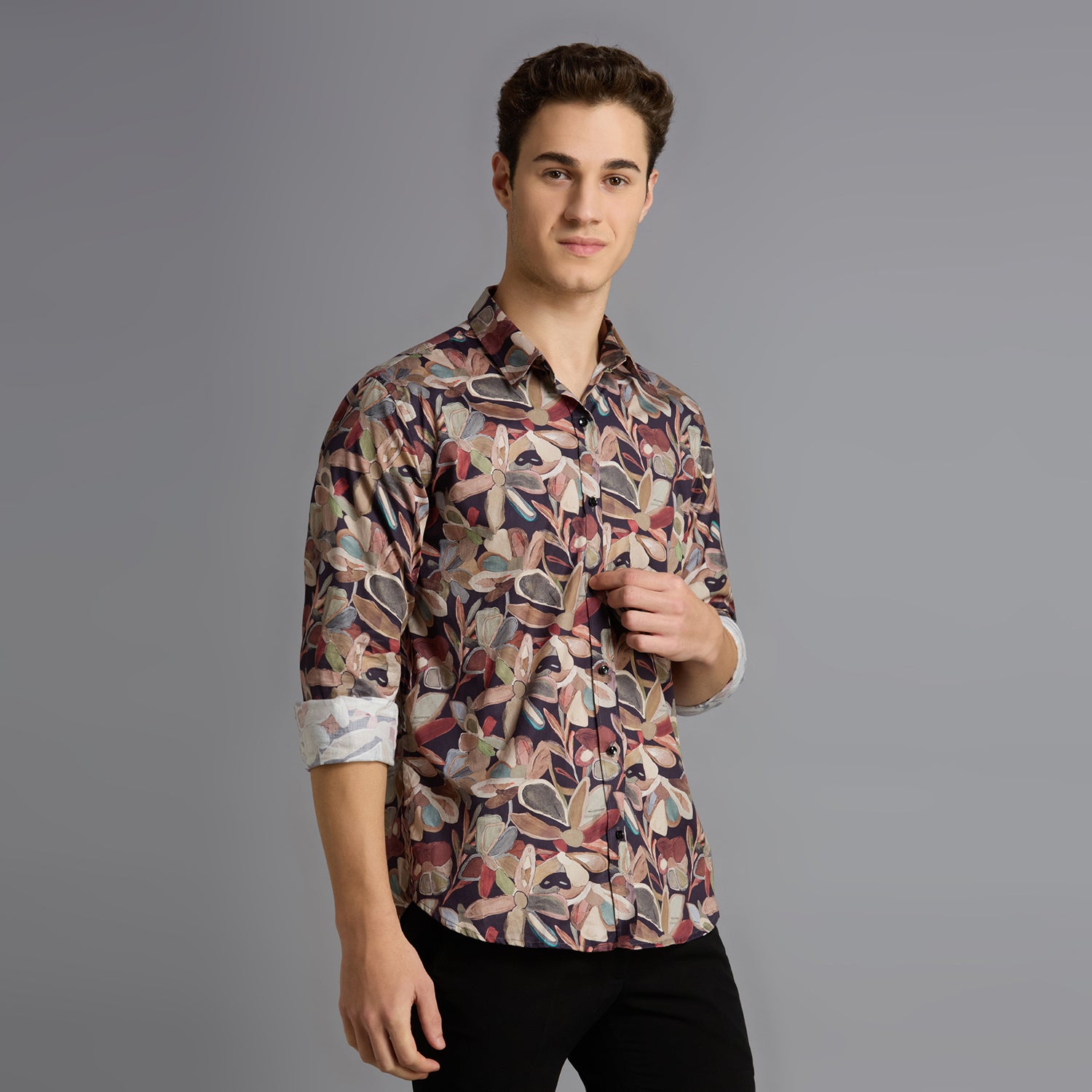 Men's Slim Fit Red 100% Cotton Printed Shirt | Mark & Albert