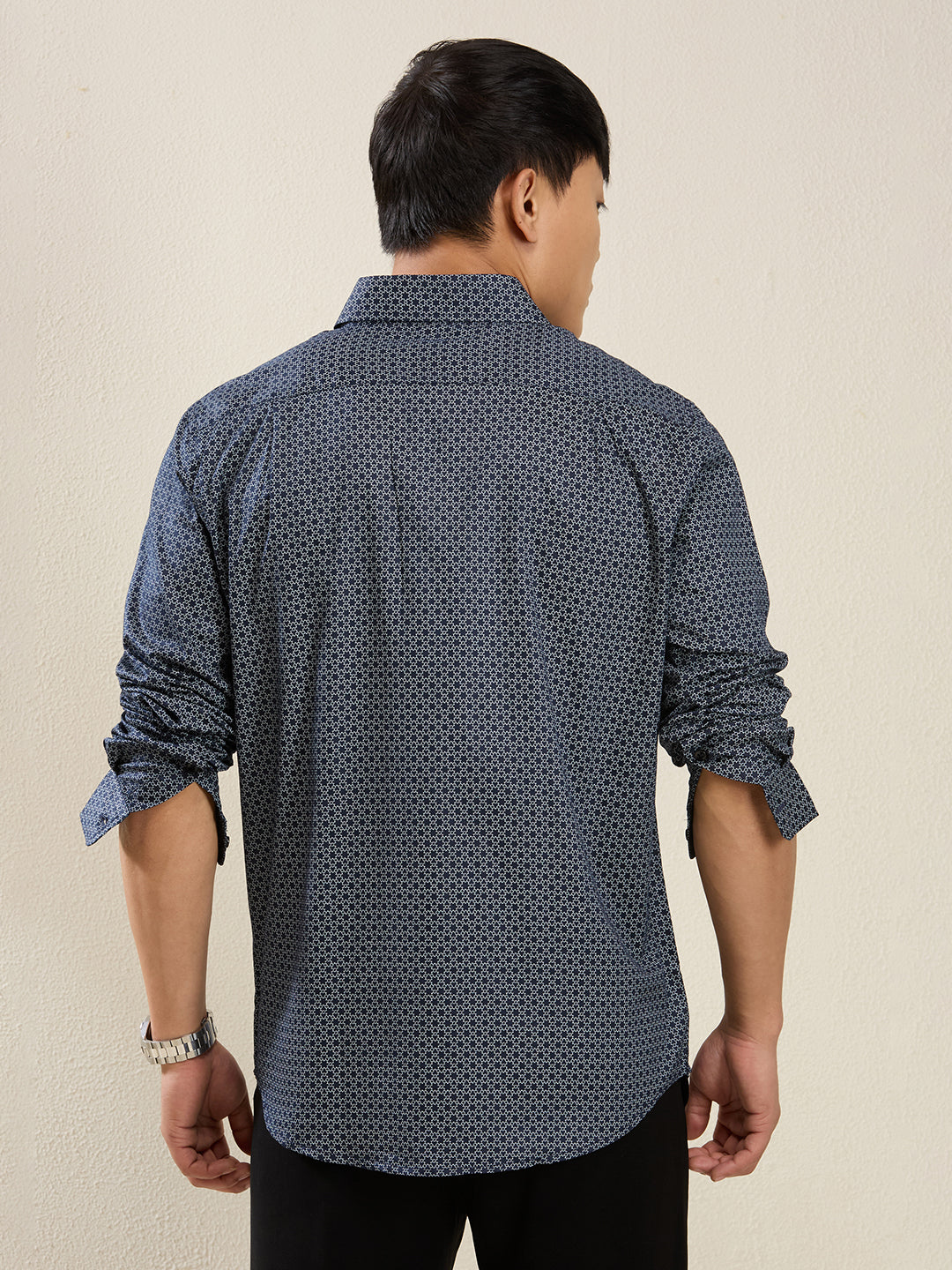 Navy Micro-Print Shirt