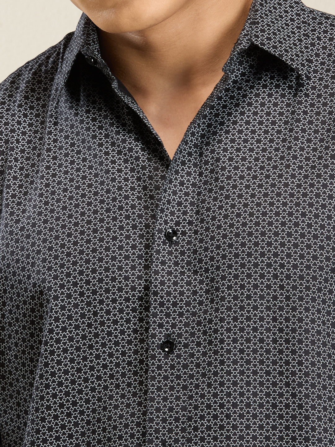Men’s Black Micro-Print Slim Fit Shirt