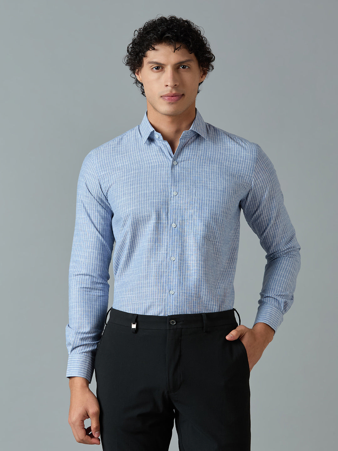Slim Fit Cotton Linen Striped Shirt