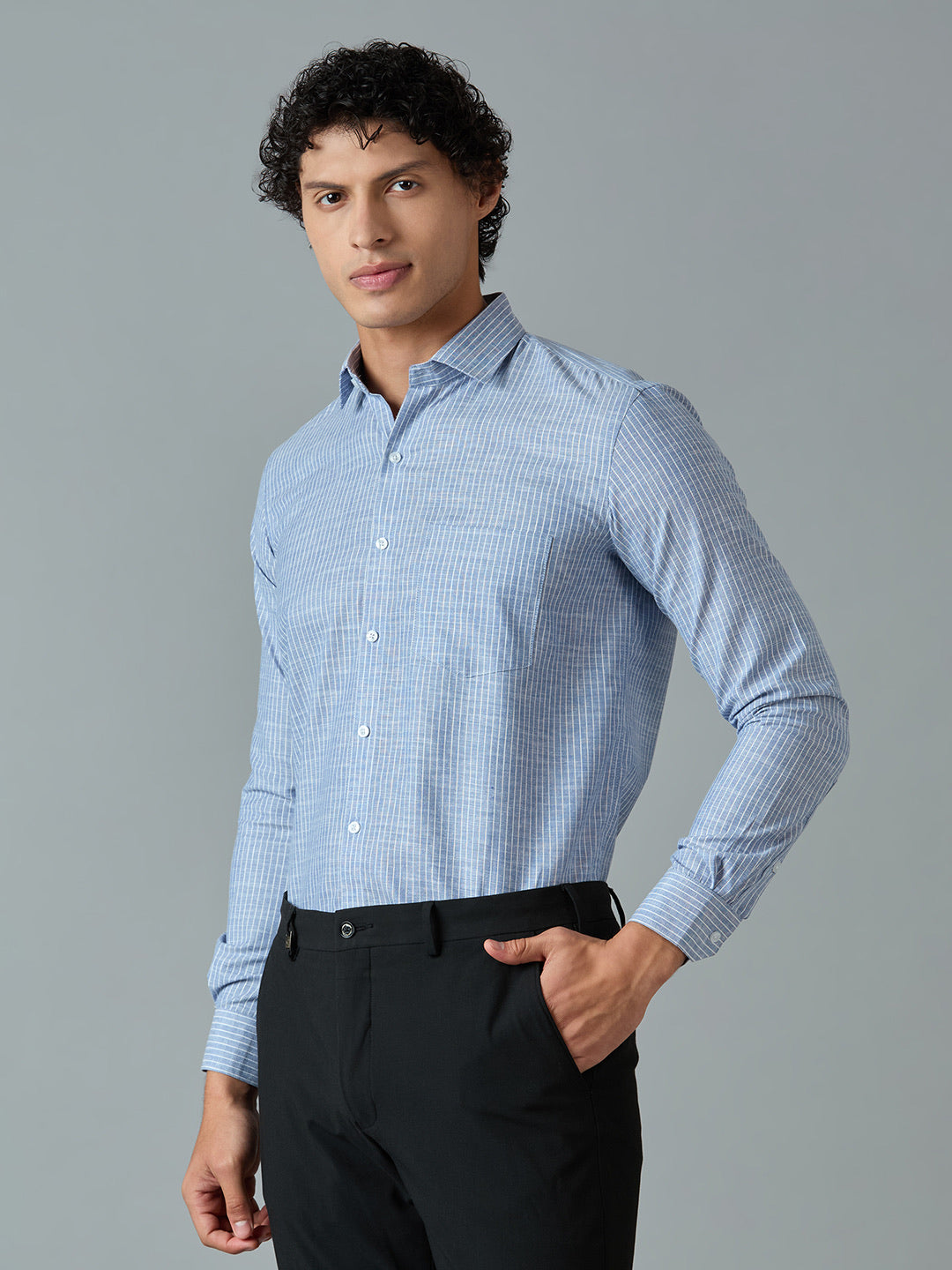 Slim Fit Cotton Linen Striped Shirt
