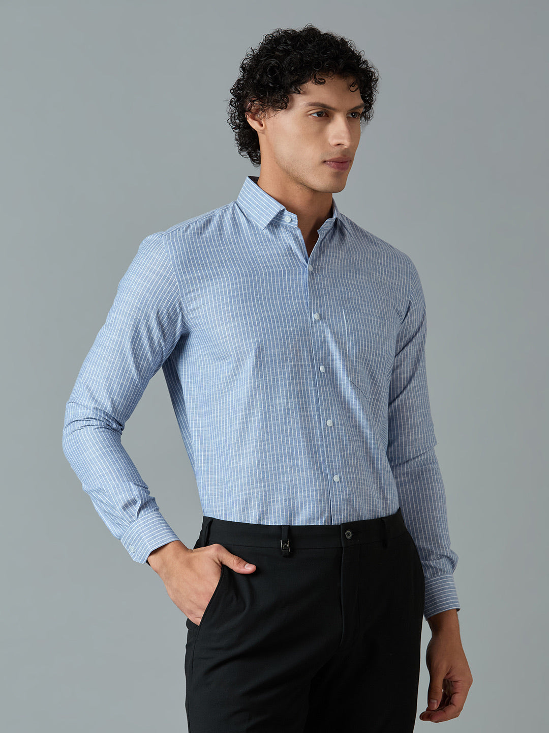 Slim Fit Cotton Linen Striped Shirt