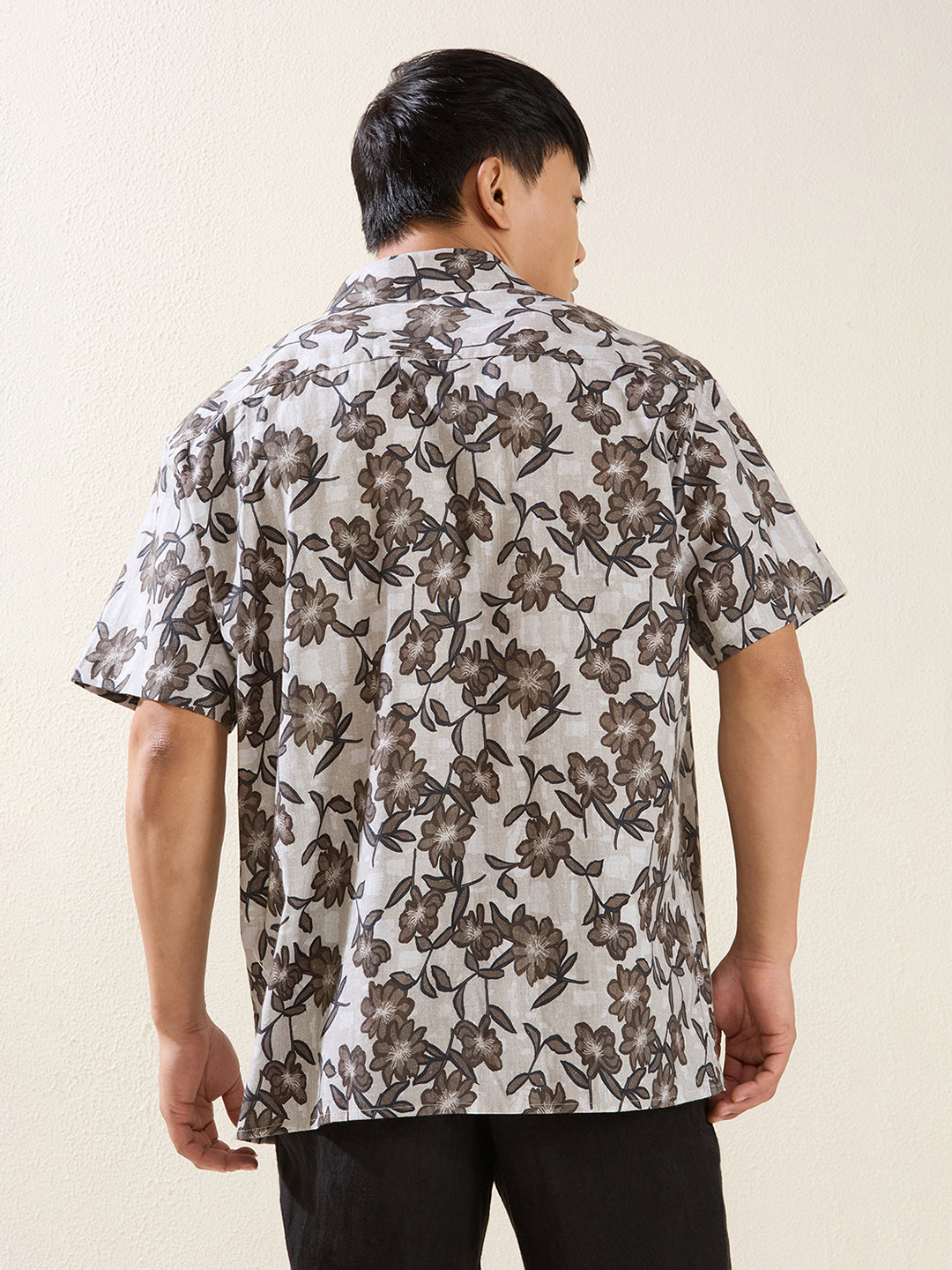 Men’s Relaxed Fit Half Sleeve Floral Printed Linen Shirt
