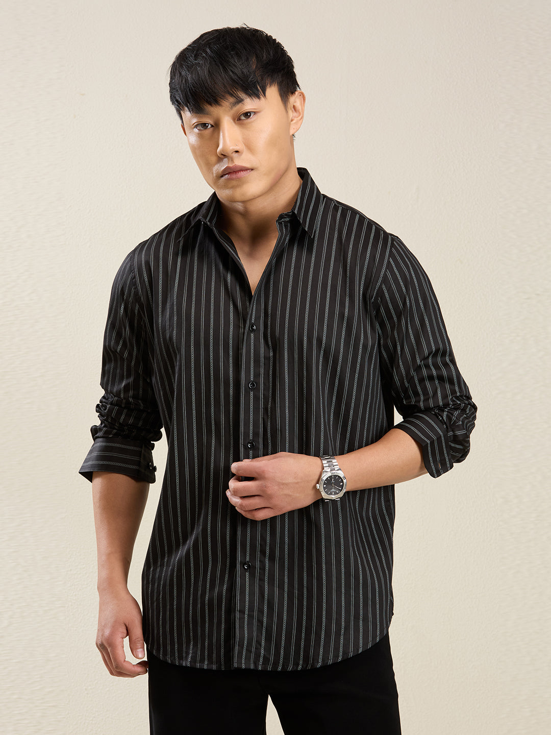 Shadow Stripes – 100% Cotton Slim Fit Shirt
