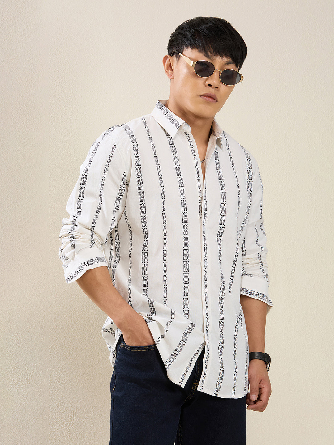 Striped Cotton Casual Shirt